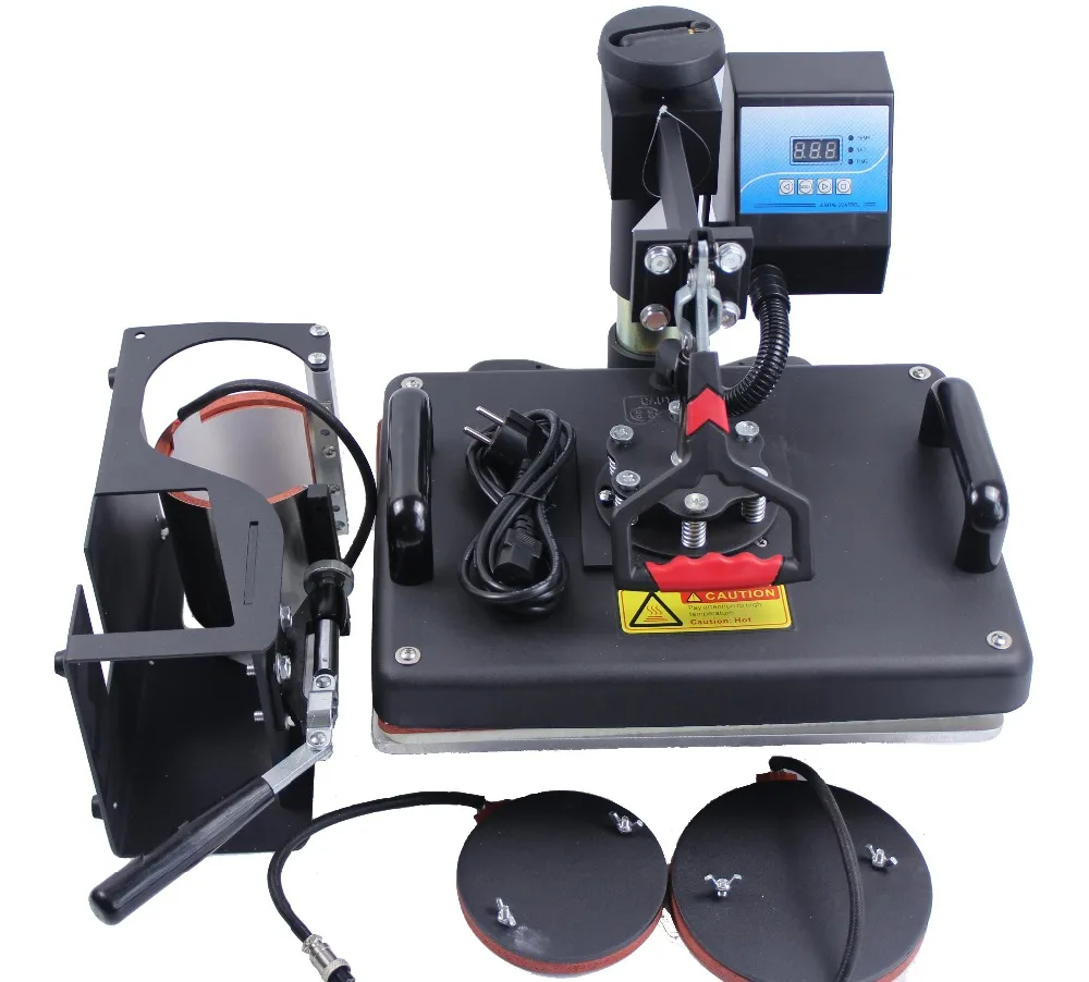 

Free Shipping 4 in 1 Combo heat transfer machine for T shirt hat plate mug sublimation transfer heat press printing DX401