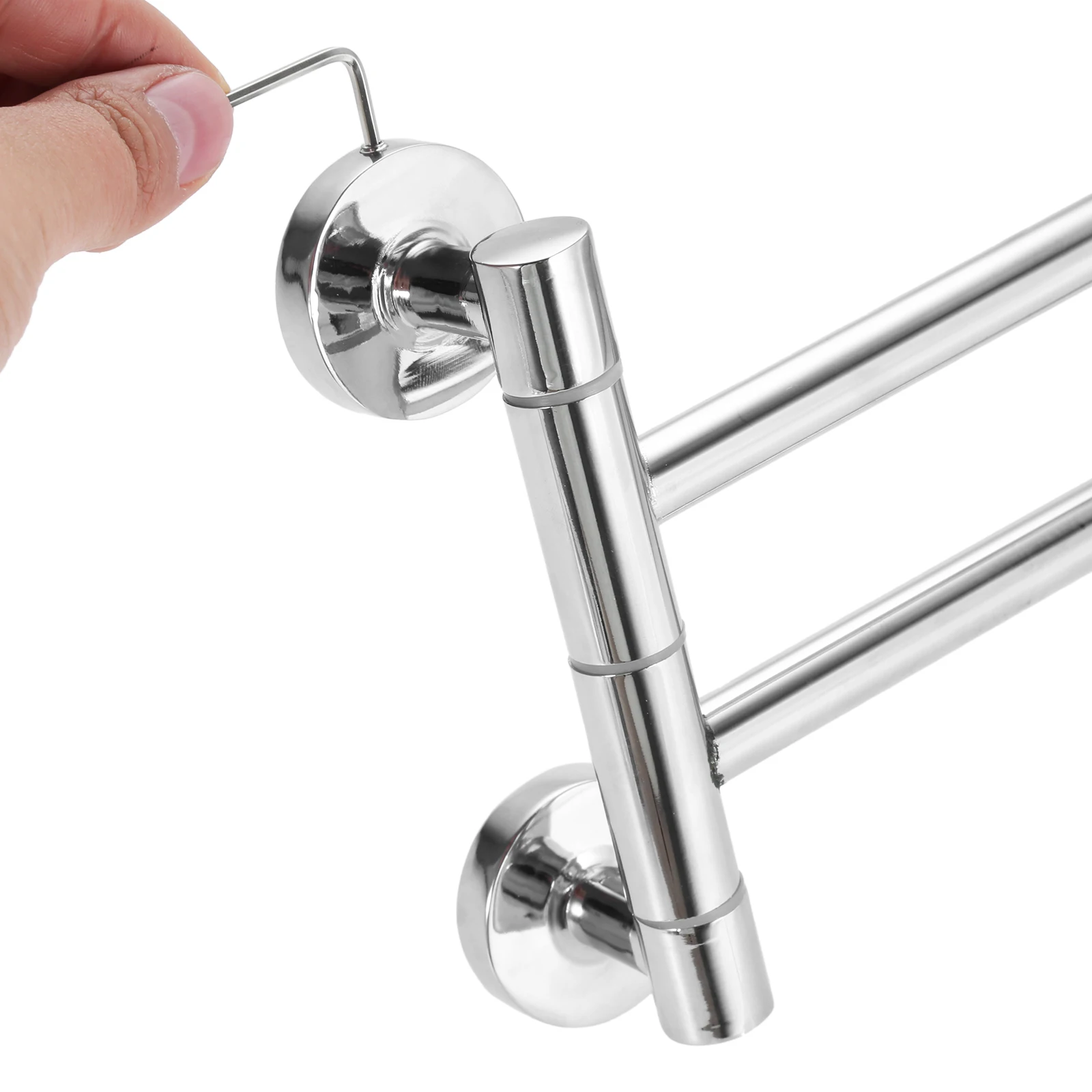 35CM Silver Stainless Steel Wall Mounted Swing Towel Bar Bath Towel Rod Arm Bathroom/Kitchen Hanger Holder Organizer 2 Bar
