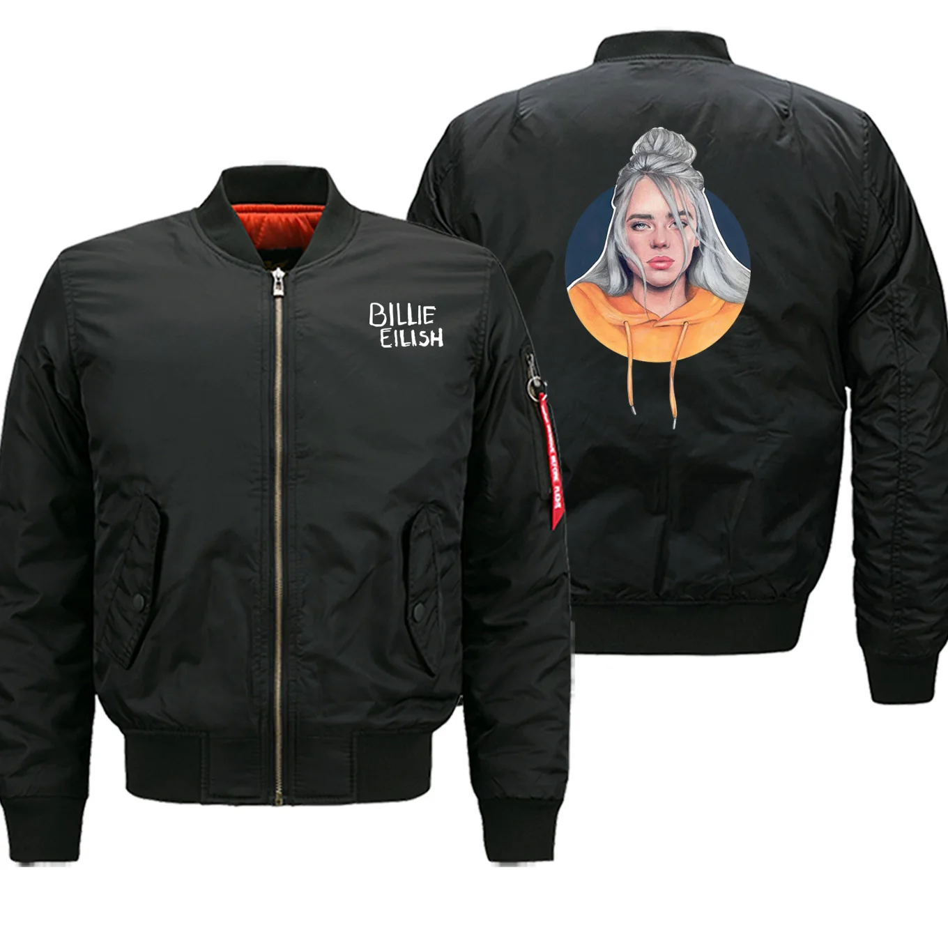 Зимние мужские куртки Мужская Горячая Распродажа одежда Billie Eilish певица Печать Свободный Повседневный уличная куртка толстый бомбер мотоцикл - Цвет: black6