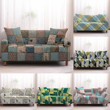 

DIDI Sofa Cover 1-4 Seater Sofa Slipcovers Plaid Geometric Stretch Couch Covers All-Inclusive Wrap Furniture Protector Cover