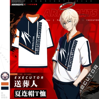 

Game Arknights Executor Cosplay Summer Hooded Cotton T-shirt Fashion Men Women Short Sleeve Tee Tops Casual Student