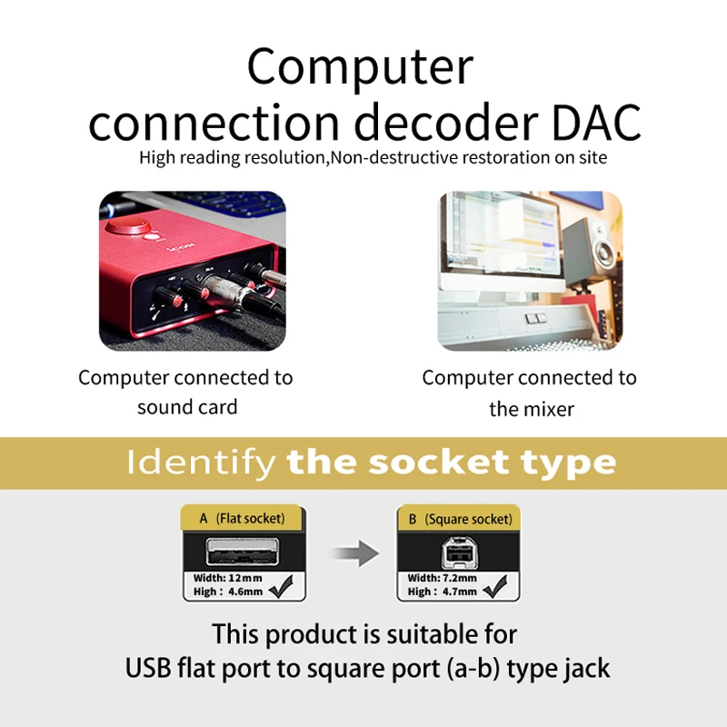 Cabo de Dados Hifi Usb Dac A-b Alpha Occ Digital ab Audio a para b High End tipo a para tipo b Cabo de Dados Hifi - Image 4
