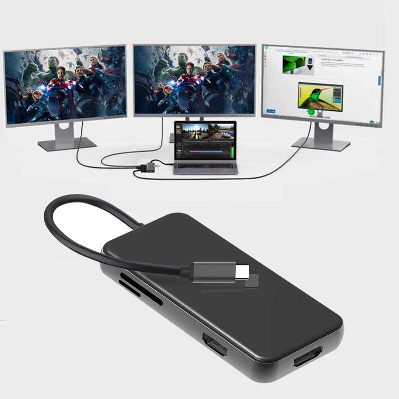 Тип C док-станция для MST с двумя экранами 4K 2x совместимый HDMI VGA USB 3 0 концентратор PD