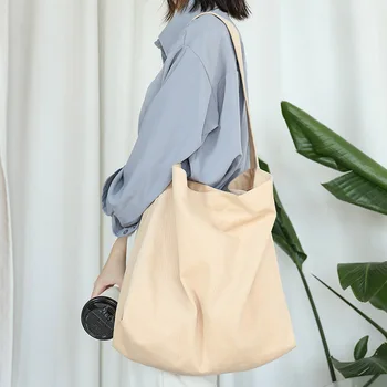 

Teenager Canvas Casual Big Size Handbag 2020 Fashion Women Travel Daily Soft Fabric Large Capacity Over Shoulder Black Bag