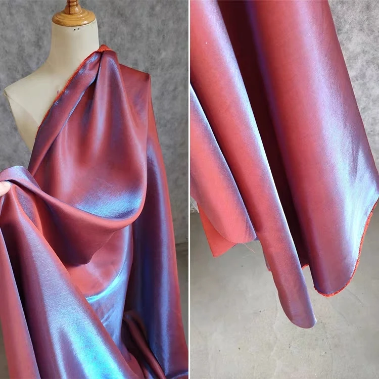 

Red pearlescent Silk Satin Fabric soft DIY fashion clothes Bridal Evening Dress Shirt cheongsam Garment Designer Fabric