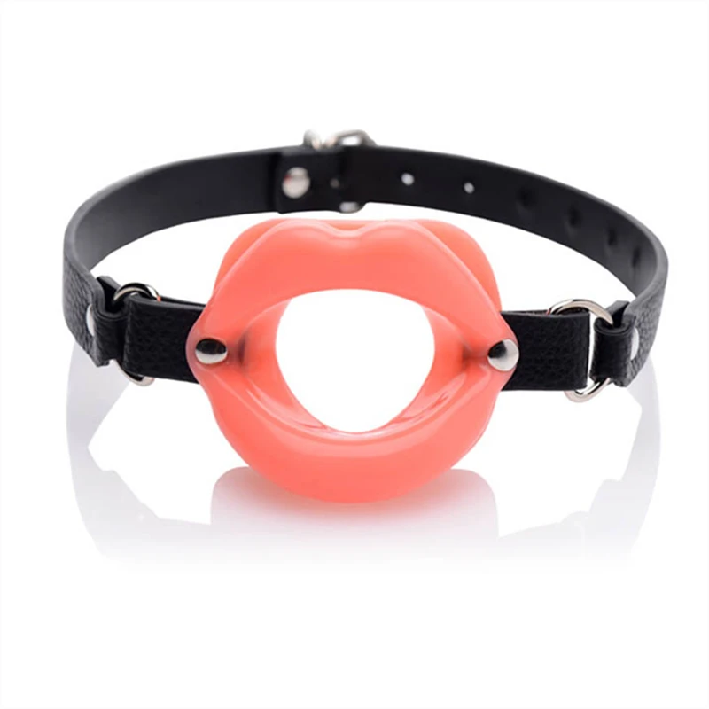 PU Leather Rubber Lips O Ring Oral Sex Gag BDSM Fetish Bondage Restraints Erotic Toys For Couples