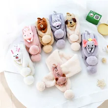 Детский плюшевый шарф, Осень-зима, новая Корейская версия, пушистый шарф для мальчиков и девочек, милые Мультяшные женские шарфы