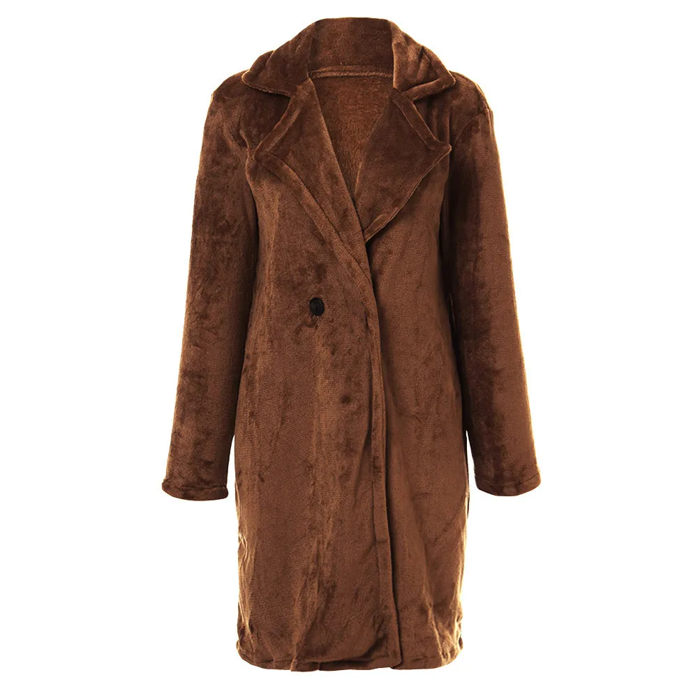 Зимняя женская Высококачественная шуба из искусственного меха кролика, верхняя одежда, роскошное длинное меховое пальто, Свободное пальто с лацканами, толстые теплые женские плюшевые пальто
