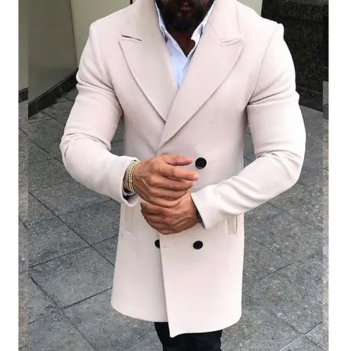 

Autumn Winter Coat Mens Winter Trench Coat Double Breasted Warm Outwear Long Jacket Formal Overcoat Erkek Mont