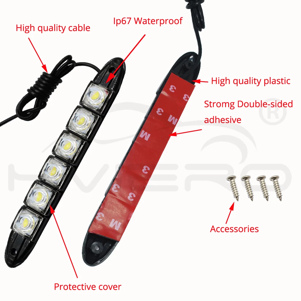 Hviero Car Styling COB DRL Fog Light Flexible Silicone white Daytime Running Lights Auto Led HeadLamp IP67 Waterproof 10w Bright Led car styling