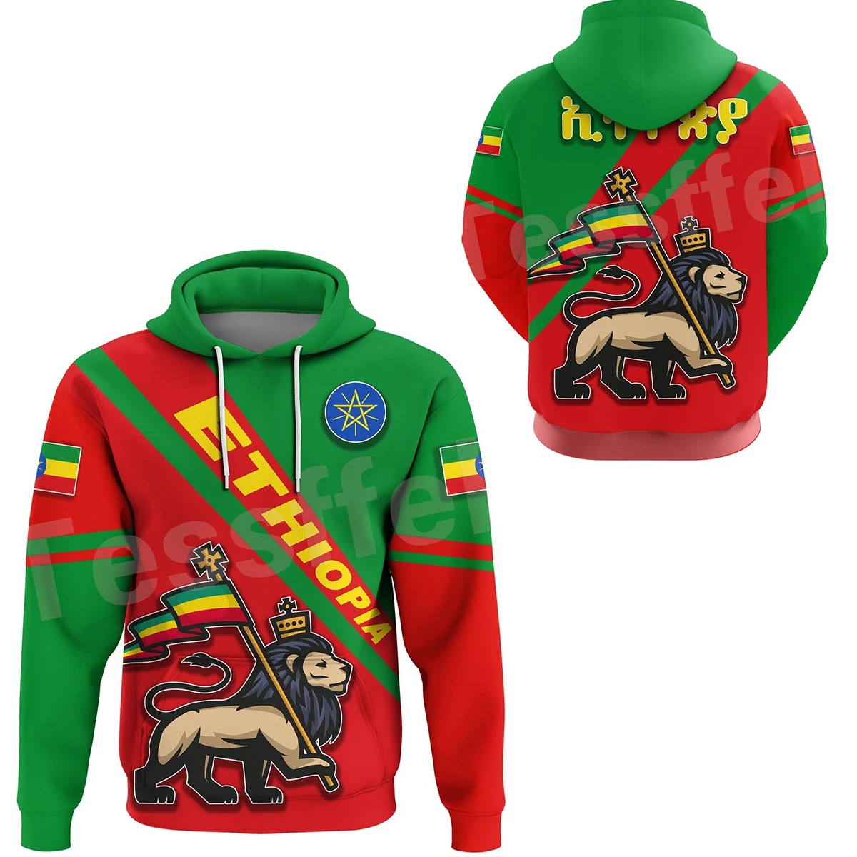 Tessffel Newest Ethiopia County Flag Africa Native Tribe Lion Long Sleeves Tracksuit 3DPrint Men/Women Harajuku Funny Hoodies B3