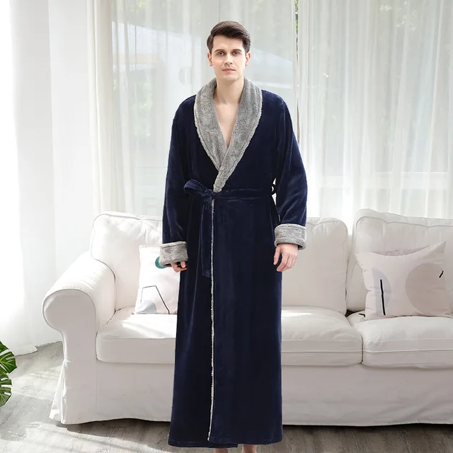 Thicken Warm Couple Style Flannel Robe Winter Long Sleeve Bathrobe Sexy V-Neck Women Men Nightgown Lounge Sleepwear Home Clothes