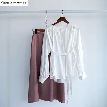 

Tops Cotton White And Blouses Korean Long Sleeve Cute Shirts Lolita Sweet Blouses Round Neck Women Tops