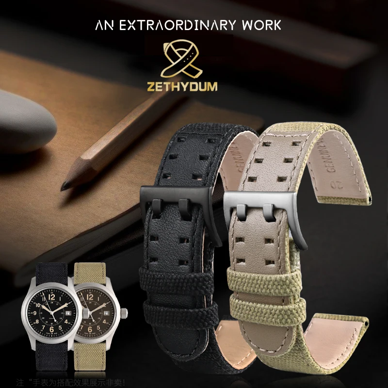 20Mm 22Mm Di Ricambio Per Cinturino Inferiore In Pelle Di Tela Per Hamilton Khaki Field Watch H68201993 H70605963 Cinturino Seiko Watch