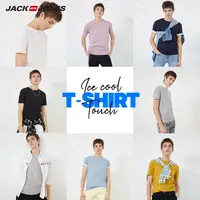 JackJones Men's Cotton T-shirt Solid Color Ice Cool Touch Fabric Men's Basic Top Fashion t shirt Jack Jones tshirt 221101065 1