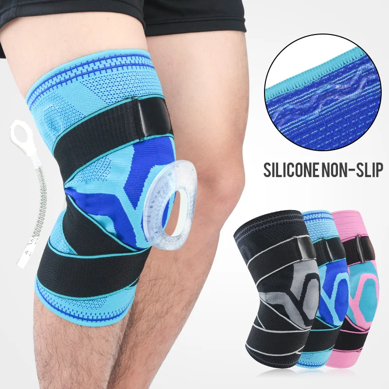 

1 Pair Basketball Squat Sport Knee Pads Use Springs To Relieve Load Massage With O-Rings And Use Bandages To Increase Pressure