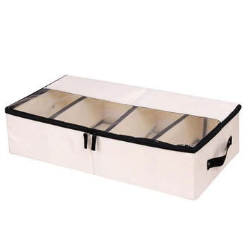 

Foldable Storage Box For Shoes Wardrobe Closet Organizer Sock Bra Underwear Cotton Storage Bag Beige