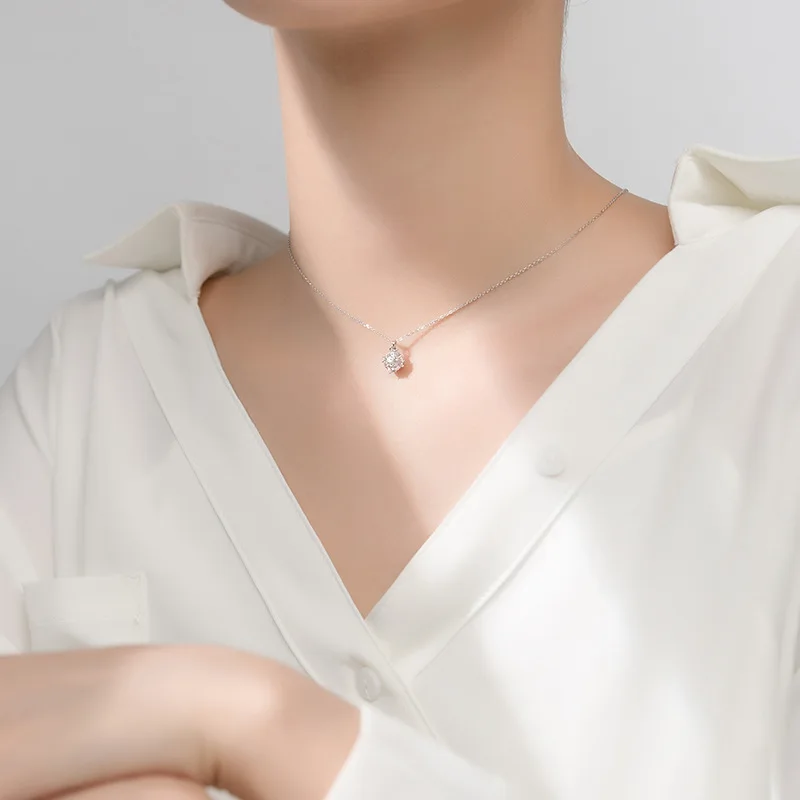925 пробы серебро Рубик ожерелье куб шар Циркон элегантное женское ожерелье с подвеской Серебро 925 офисное модное ювелирное изделие для девушек