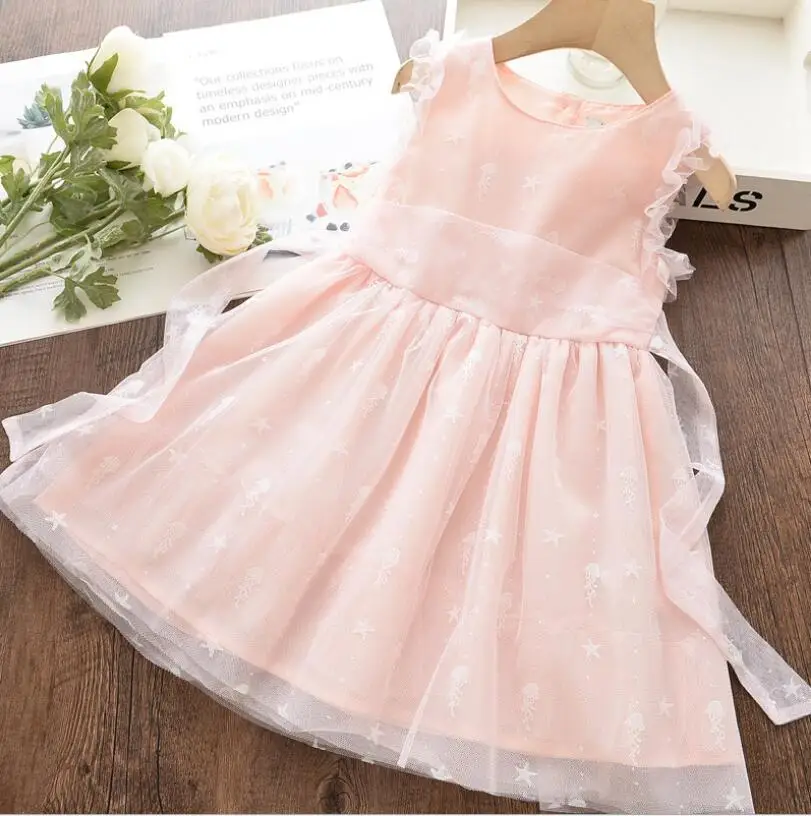 Розовые детские праздничные платья; коллекция года; сезон весна-лето; платье принцессы для девочек; милая детская одежда; высококачественные платья для малышей