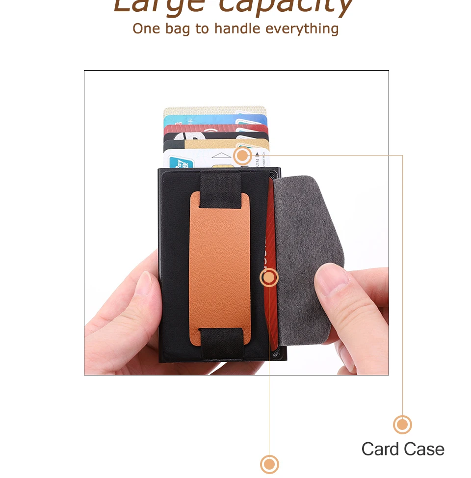 RFID смарт-кошелек держатель кредитной карты металлический тонкий мужской кошелек пройти секретный всплывающий минималистичный кошелек маленький черный кошелек