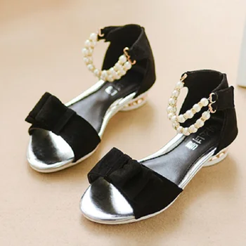 

Big Girl Princess Beaded Heel Wedding Shoes Kid Leather Sandals Little Girls Sandals Child Summer Shoe 4 5 6 7 8 9 10 11 12 Year