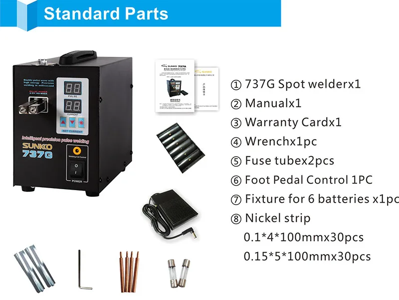 NEW SUNKKO 737G S737G double digital double pulse small battery welding machine English panel battery spot welder