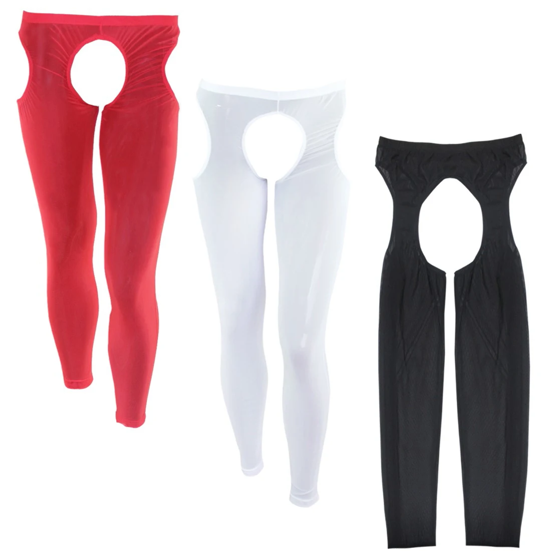 Men Leggings Sexy Chaps Pants Erotic See-through Mesh Sheer Stretchy Pants Bottoms Sissy Lingerie Porno Gay Open Croch Underwear