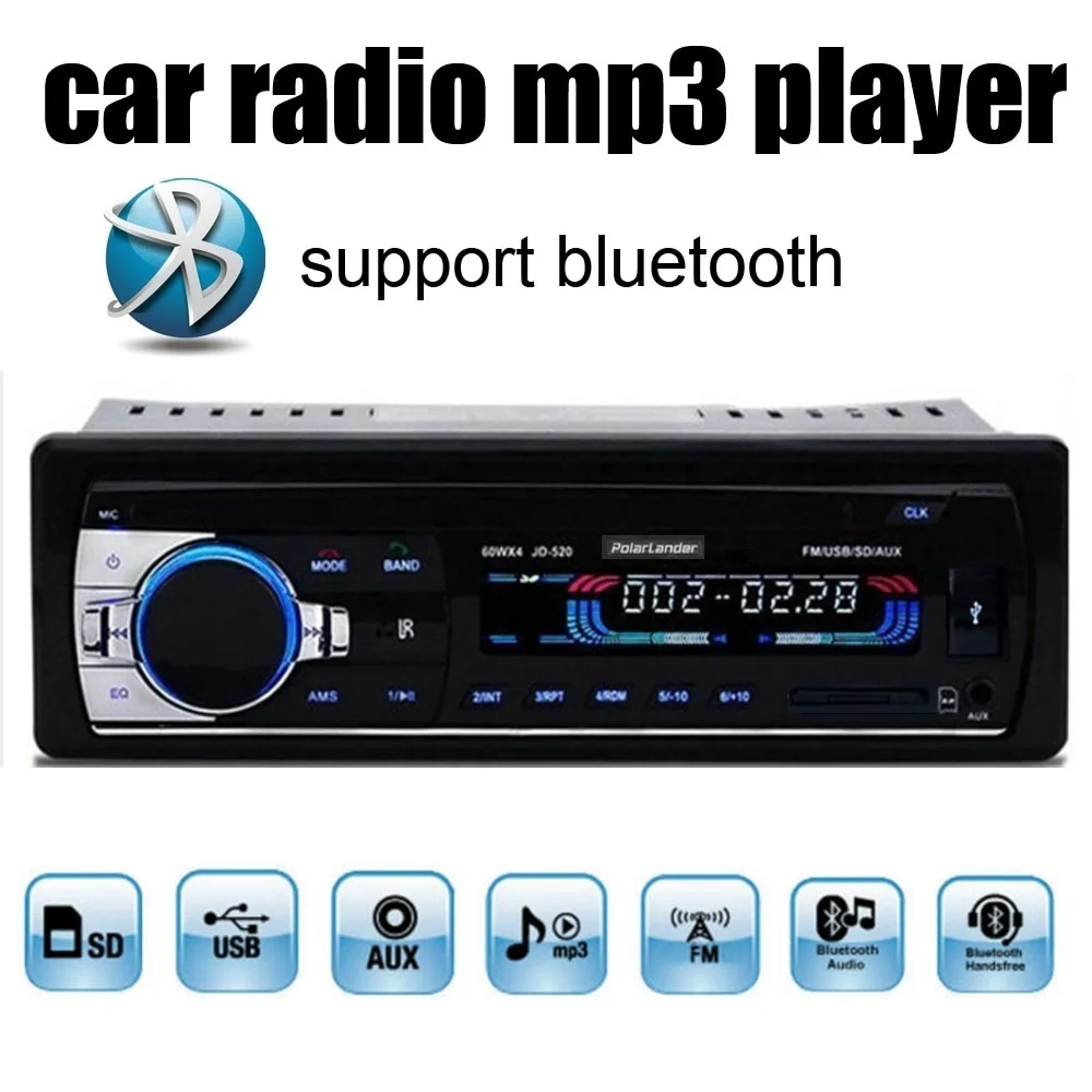 Авторадио 1DIN Автомагнитола стерео в тире Bluetooth аудио TF/USB/AUX/FM головное устройство mp3-плеер - Цвет: 520