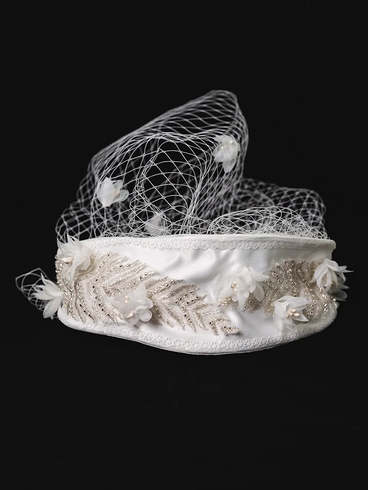 

Новое поступление, женская элегантная Милая шляпа Mori girl, Цветочная сетка, свадебный головной убор для волос, белое свадебное платье, аксессуары