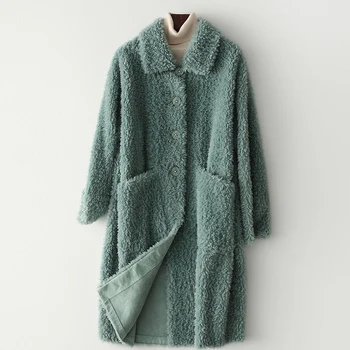 

Real Fur Coat Female Autumn Winter Clothes 2019 Korean Long Sheep Shearing Jacket Women 100% Wool Coat Vintage Fur Tops 9007C