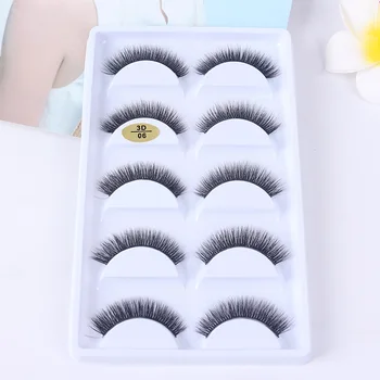 

5 Pairs 3D Mink Hair False Eyelashes Natural Densely Eyelashes Dramatic Volume Fake Lashes Makeup Extension Silk Eyelashes