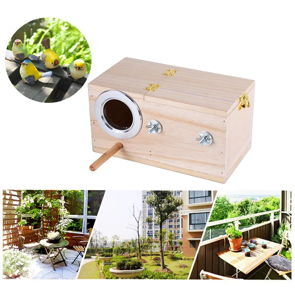 Natural Wood Bird Cage Breeding Box Parakeet Cockatiel Lovebirds Budgie