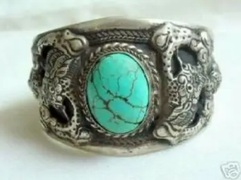 

Men's tibet silver inlay turquoise cuff bracelet