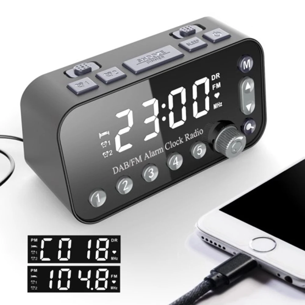 Dual Usb Port Digital Alarm Clock & Fm Alarm Clock Radio Lcd Backlight Sleep For Office Bedroom Travel - Alarm Clocks - AliExpress