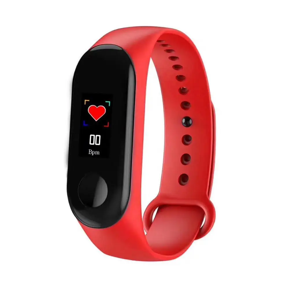 Кровяное давление трекер активности спортивные Смарт-часы для женщин M3 фитнес-браслет IP67 водонепроницаемые часы подключение браслет Android человек - Цвет: Красный