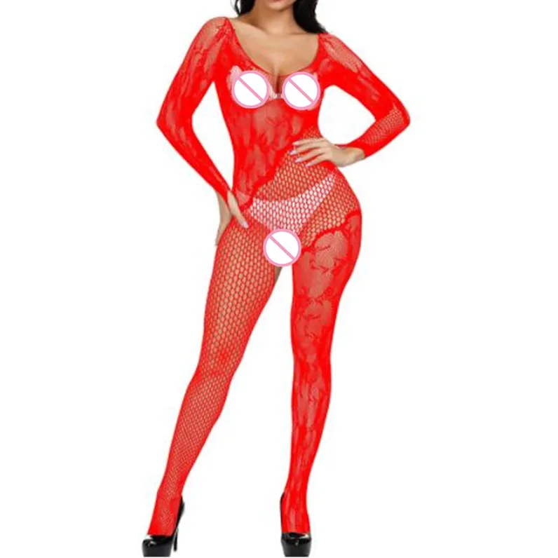 Комбинезон с длинным рукавом Сексуальная одежда для сна нижнее белье Babydoll боди цветочный Боди Чулки Искушение открытый промежность нижнее белье дропшиппинг