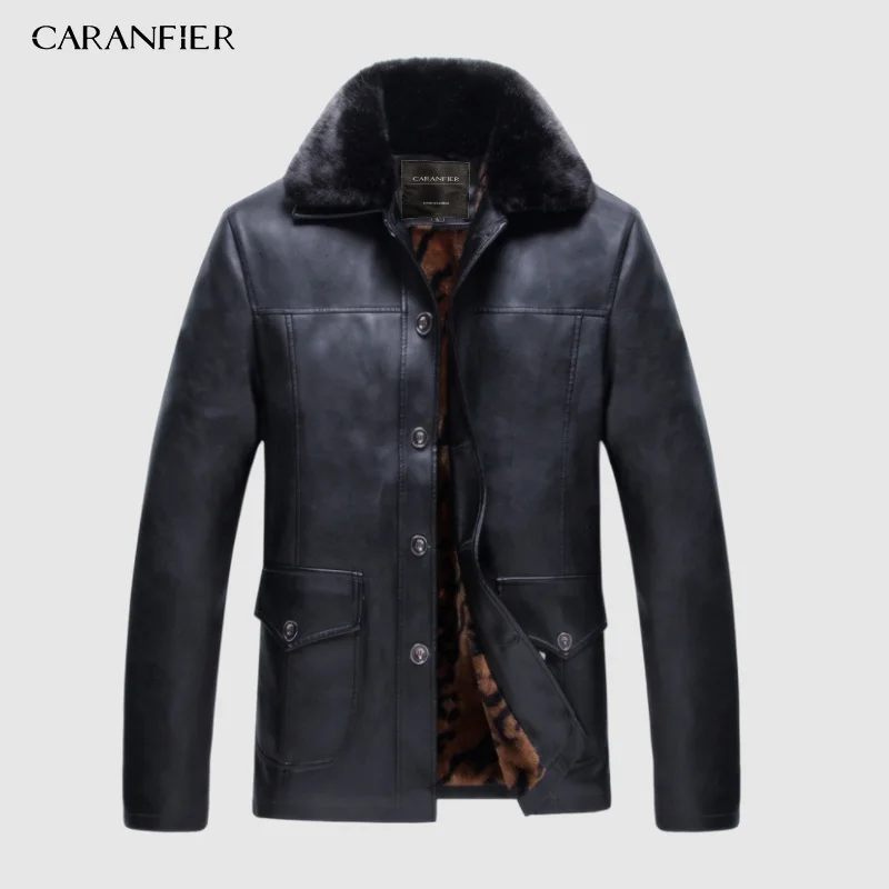010 CARANFIER, новинка, зимняя мотоциклетная мужская кожаная куртка, Мужская ветровка, Куртки из искусственной кожи, мужская верхняя одежда, теплая бейсбольная куртка из искусственной кожи, Размер 4XL - Color: 010