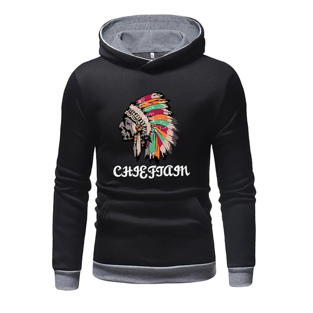 

Men's Sweatshirt Hoodies Long Sleeve Hooded Solid Harajuku Print Autumn Casual Tracksuit Pullover Male Tops Sudadera Hombre 2019