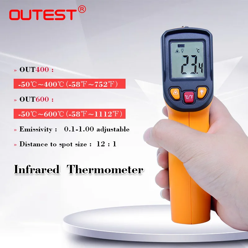 Ouest UT400/UT600 Бесконтактный цифровой инфракрасный термометр лазерный измеритель