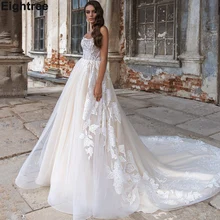 

Eightree Wedding Dresses Beach Boho Strapless Lace Appliques Bridal Gown Elegant Backless Princess Wedding Party Gown Plus Size