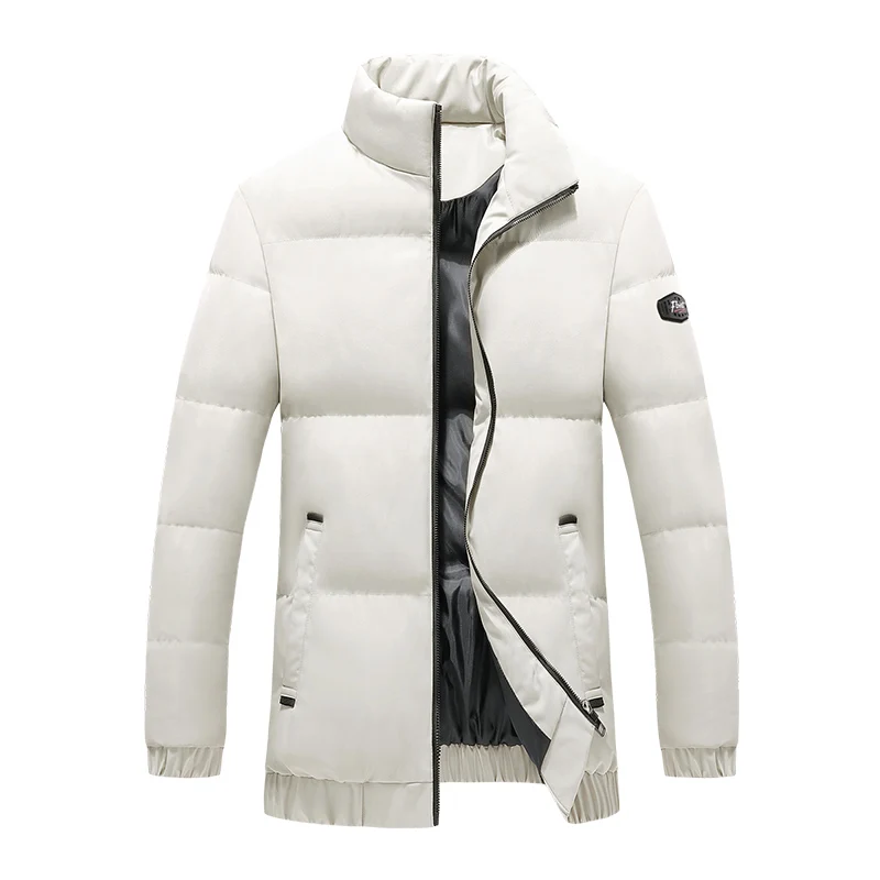 New Warm Thick Men Parka Jackets Winter Casual Mens Outwear Coats Solid Stand Collar Male Windbreak Cotton Padded Down Jacket