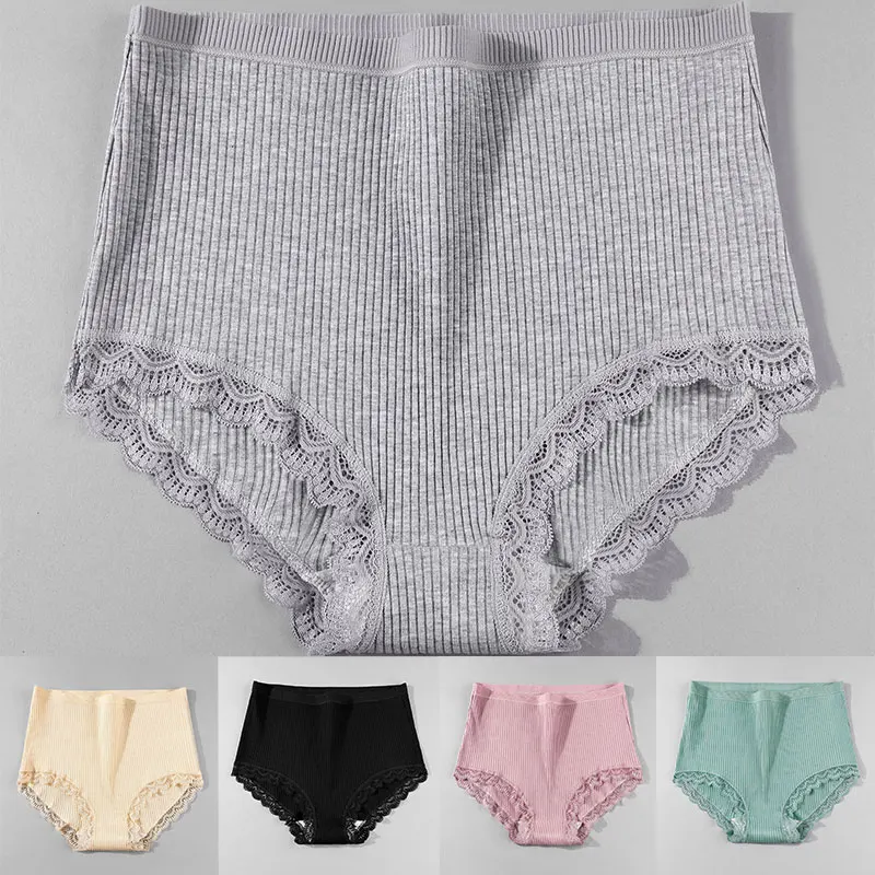 

Women's Cotton Lace Underwear Girls Briefs Ladies Sexy Thread Panties High Waist Plus Size Pants Breathable Sexy Panties