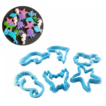 

6pcs/set Plastic Animal Sea Creature Cookie Cutter Sugar Crafts Mold Kids Chocolate Biscuit Mold Decorative Tool
