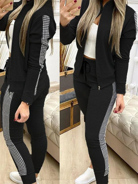 Jogging Women Two Piece Set Outfits Femme Autumn Tracksuit Zipper Top And  Pants Casual Sport Suit