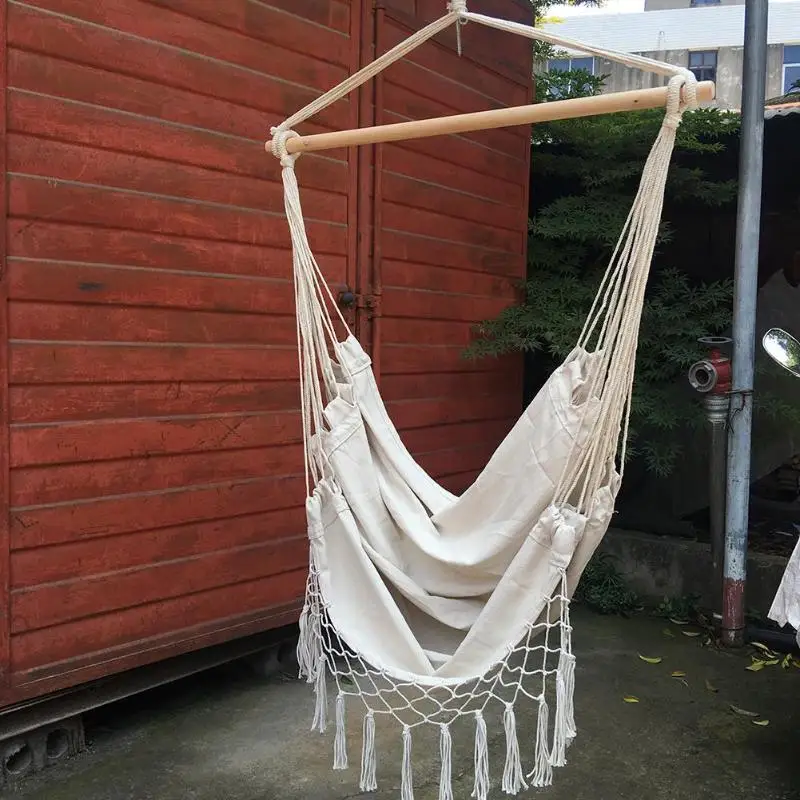 Белый подвесной стул в скандинавском стиле гамак для использования в помещении с кисточками качающаяся веревка садовое сиденье Открытый Гамак для отдыха в общежитии Одноместный гамак