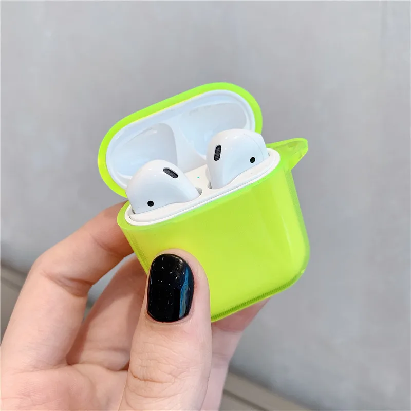 Модный флуоресцентный желтый чехол для AirPods защитный наушников Bluetooth Air Pods 2