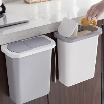 

Cabinet Mounted Trash Can Wall-mounted Kitchen Garbage Bin Dustbin with Lid HY99