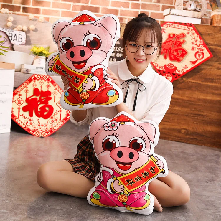 Yangzhou takara tomy hui новогодняя подушка с принтом свиньи, талисман, подарок, подушка с изображением счастливой свиньи, добавить логотип