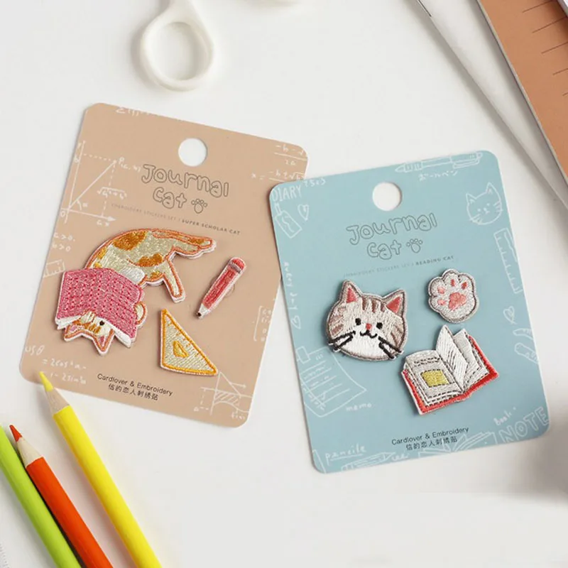 

3Pcs/Pack Cartoon Animal Cat Meow Cloth Embroidery Patches Stickers for Clothing DIY Craft Stickers Stationery Supplies