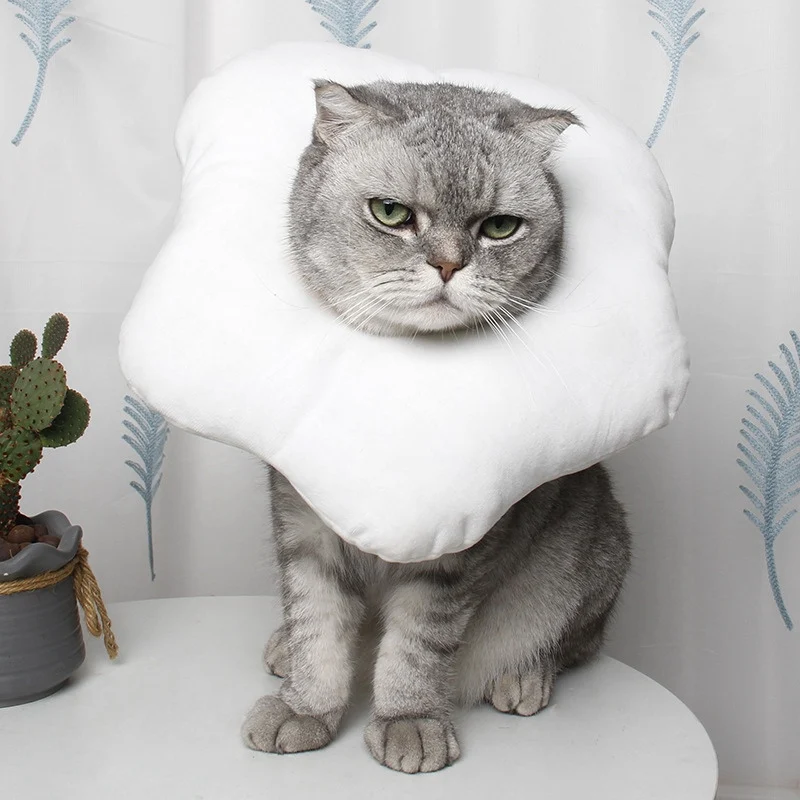 

Pet Adjustable Protection Collar Cotton Soft Cute Poached Egg Shaped Neck Collar For Puppy Cats